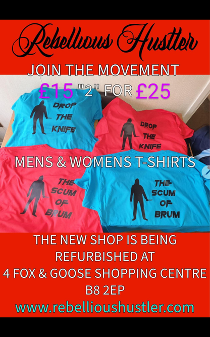 DROP THE KNIFE & THE SCUM OF BRUM UNISEX T'SHIRTS